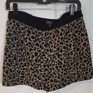 TOPSHOP Leopard Print Mini Skirt in Tan and Black